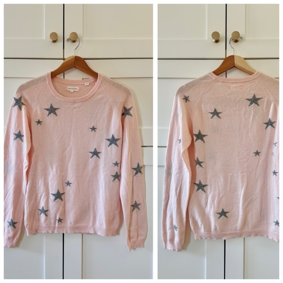 Chinti & Parker Slouchy Star Intarsia Cashmere Jumper Sweater, Pink & Gray sz. M - Picture 16 of 17